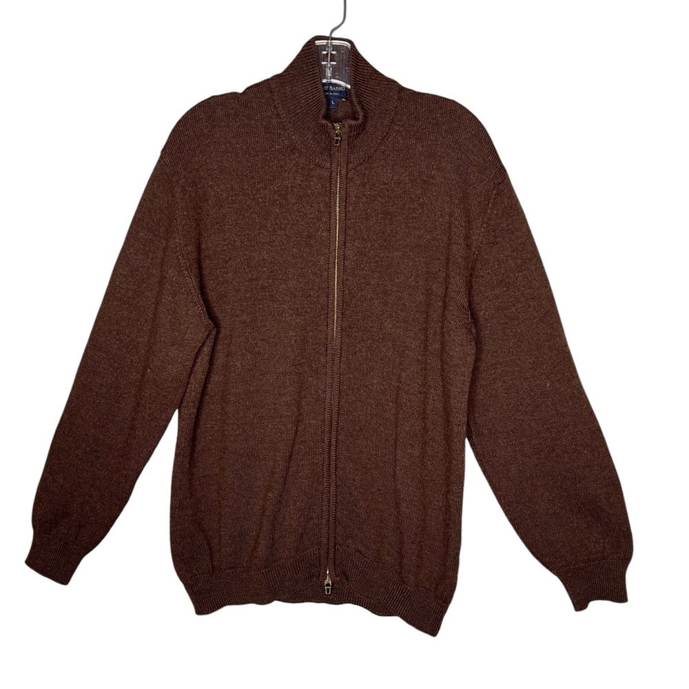 Scott Barber Wool Brown Full Zip Cardigan Sweater